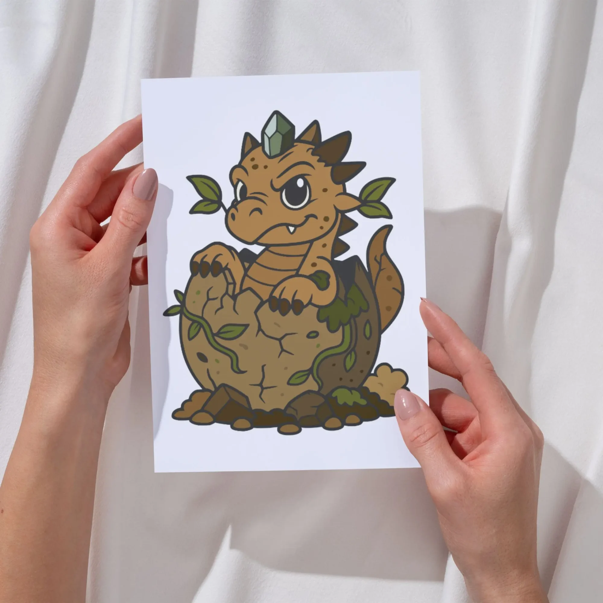 Cute earth dragon vector mockup in color with black and white version included