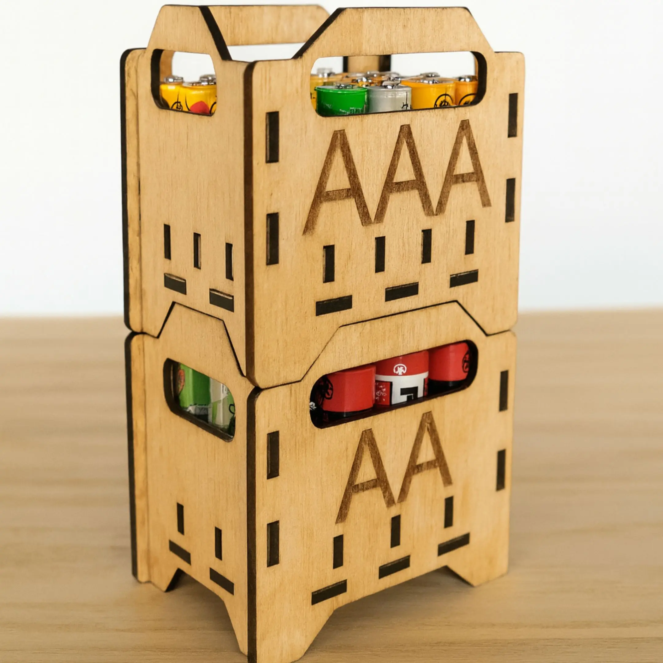 Laser cut battery crate for AA and AAA batteries – product preview