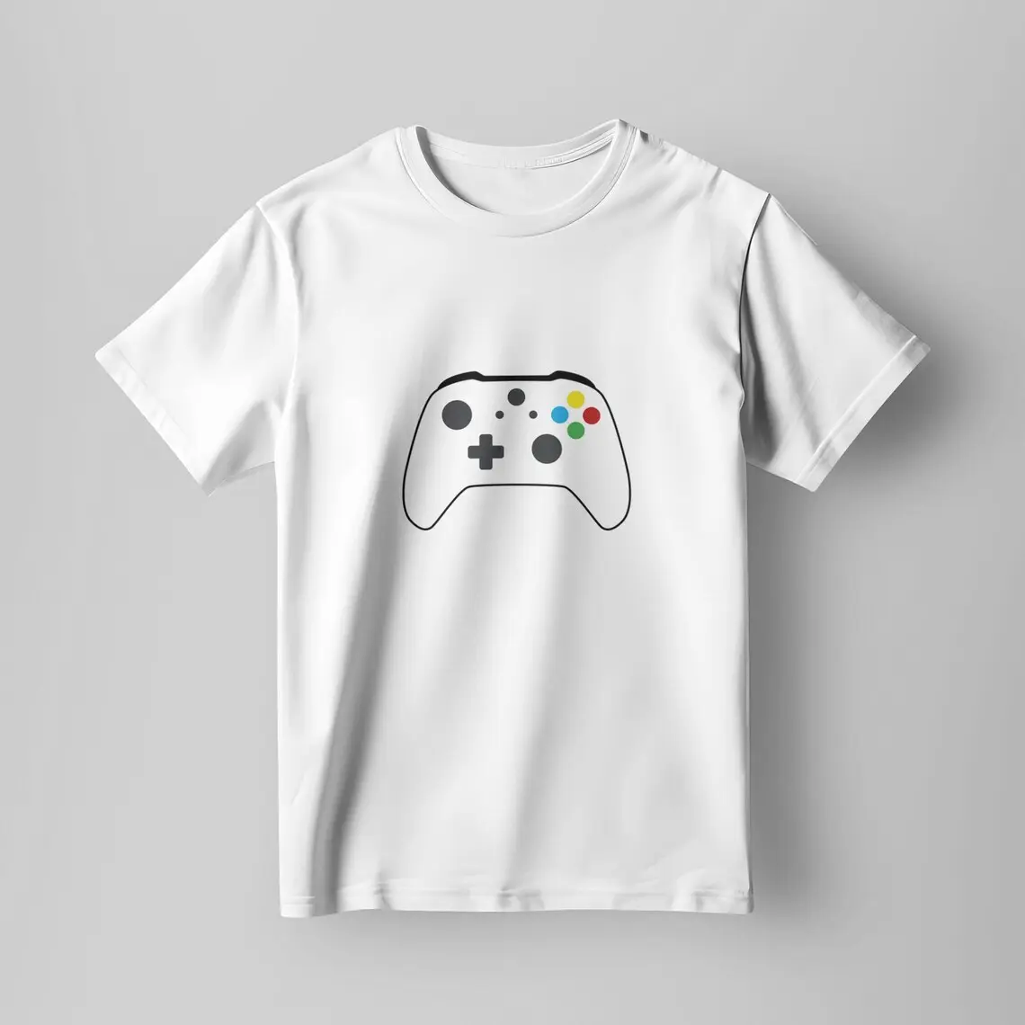 T-shirt mockup with custom Xbox controller vector design.